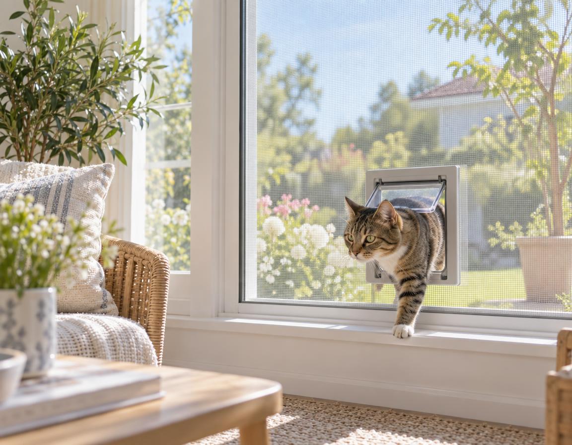 Du betrachtest gerade Fliegengitter mit Katzenklappe