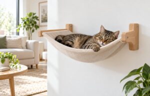 Mehr über den Artikel erfahren Katzen Hängematte Wand: Montage, Tragkraft & was wirklich hält