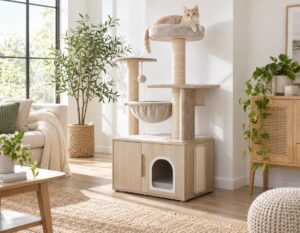 Mehr über den Artikel erfahren Kratzbaum mit Katzenklo